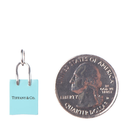 Tiffany Sterling Silver Enamel Shopping Bag Charm Pendant 2 of 3
