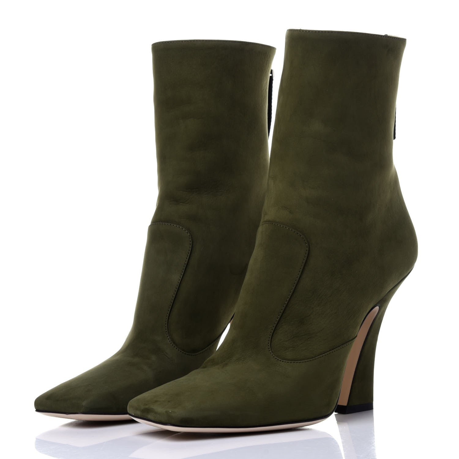 Fendi Suede FFreedom High Heel Ankle Boots 39 Green 3 of 11