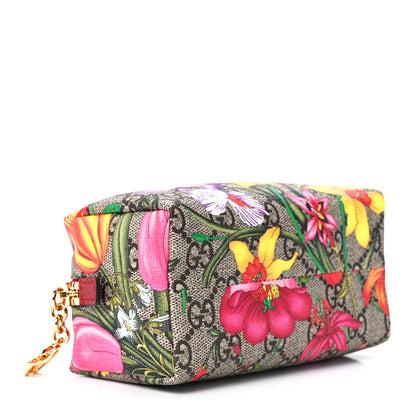 Gucci Soft GG Supreme Monogram Flora Calfskin Small Ophidia Cosmetic Case Beige Ebony Multicolor Rosso 4 of 11