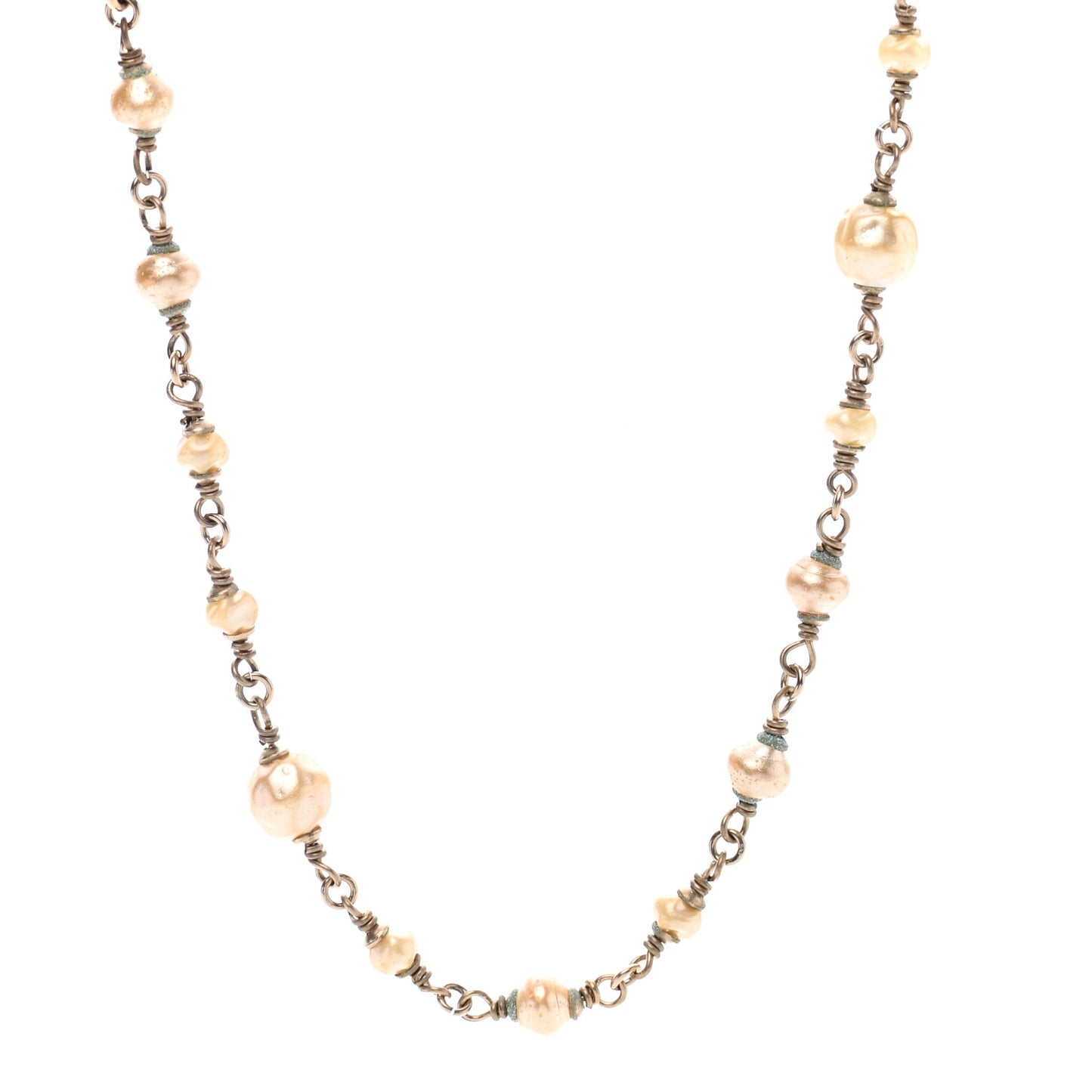 Pearl CC Long Necklace Gold