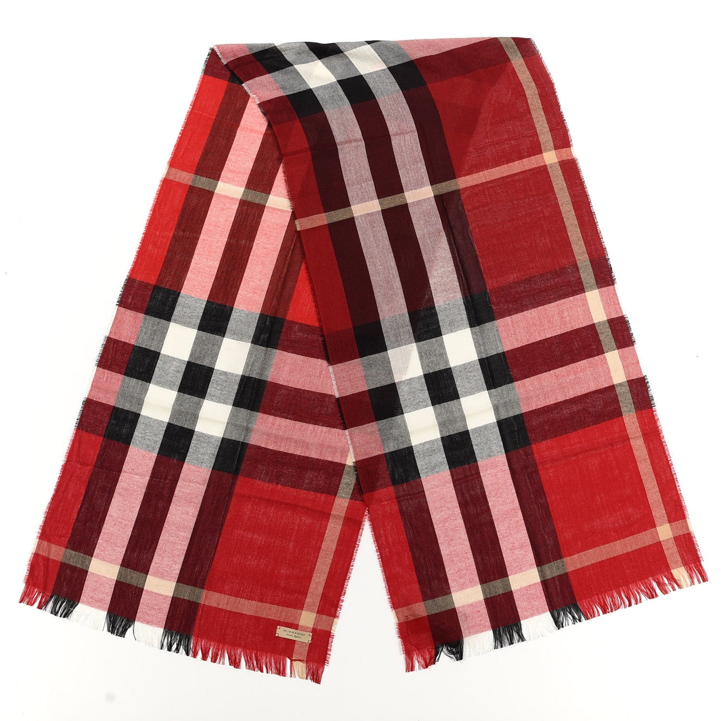 Wool Cashmere Tonal Check Lightweight Scarf Parade Red