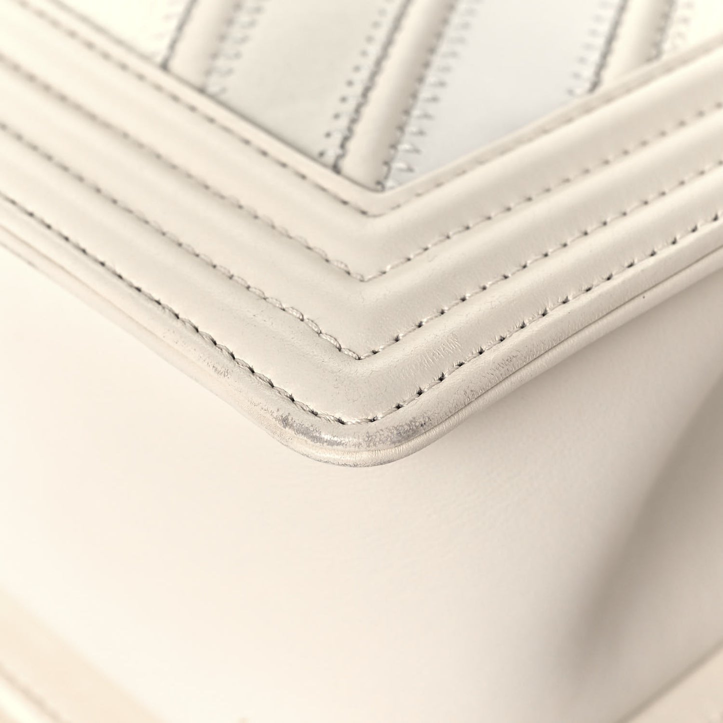 Caviar Suede Calfskin Chevron Medium Boy Flap White