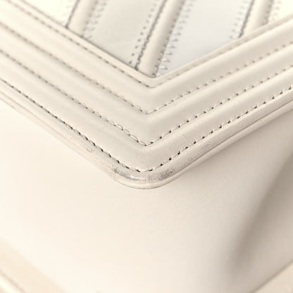 Chanel Caviar Suede Calfskin Chevron Medium Boy Flap White 12 of 16
