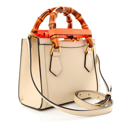 Gucci Wonka Grain Calfskin Mini Diana Tote Bag Mystic White Orange Fluo 3 of 15