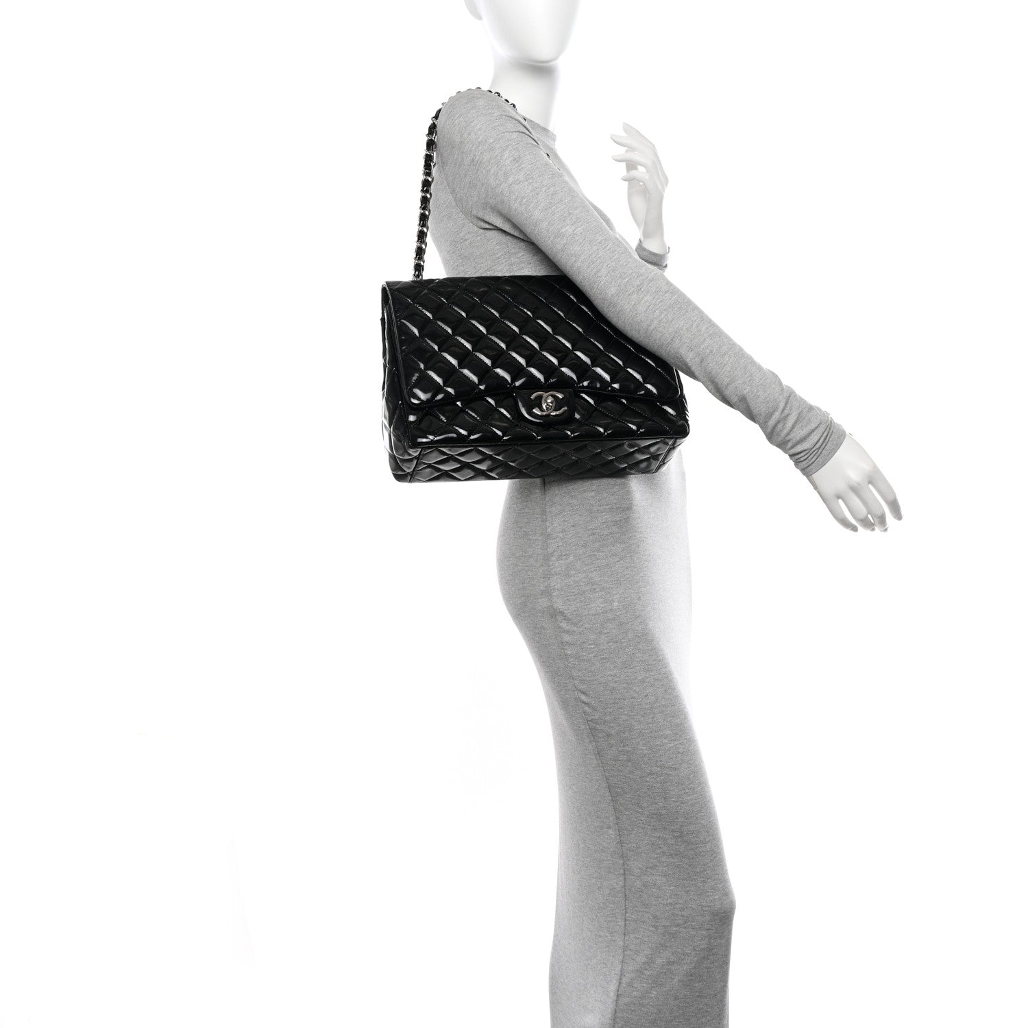 Chanel Patent Quilted Maxi Double Flap Black 2 of 11