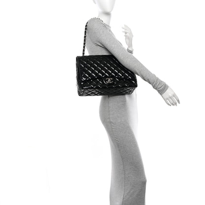 Chanel Patent Quilted Maxi Double Flap Black 2 of 11