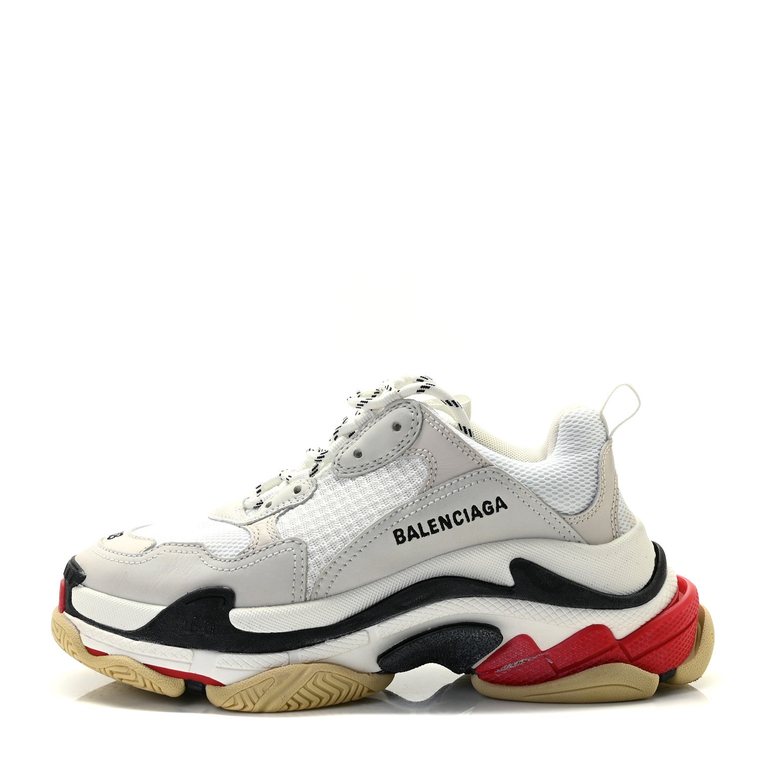 Balenciaga Fabric Mesh Womens Triple S Sneakers 38 Grey Red White 1 of 10