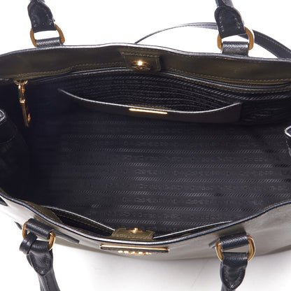 Prada Saffiano Lux Bi-Color Medium Tote Militare Black 6 of 9