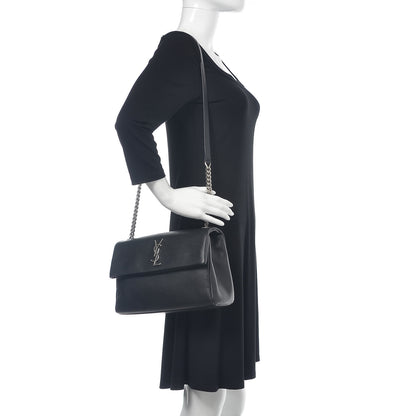 Saint Laurent Grain De Poudre Medium West Hollywood Monogram Fold-Over Black 2 of 14