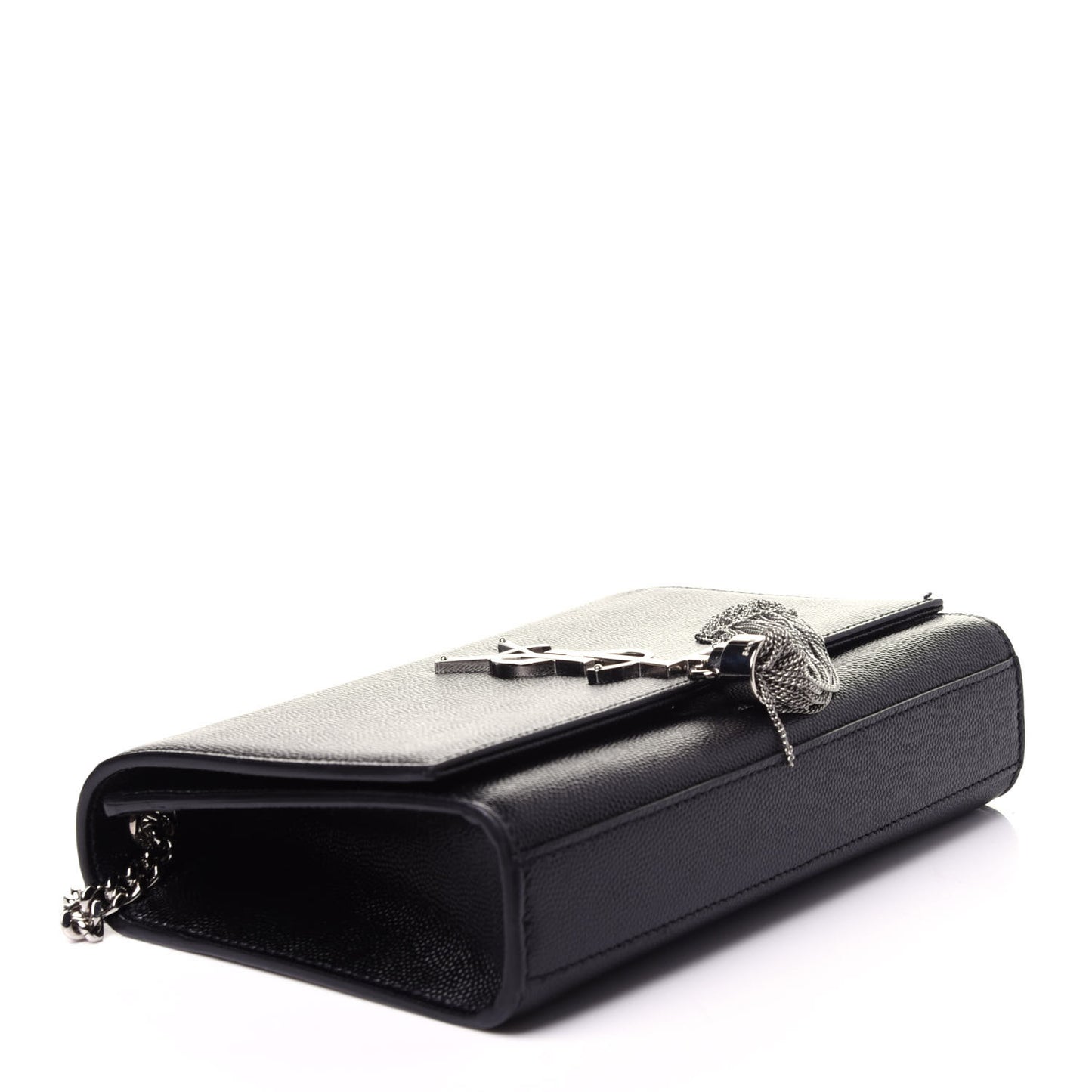 Calfskin Small Classic Monogram Kate Tassel Satchel Black