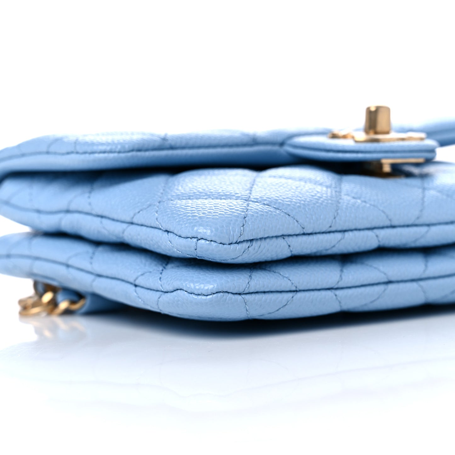 Shiny Caviar Pick Me Up Flap Belt Bag Light Blue