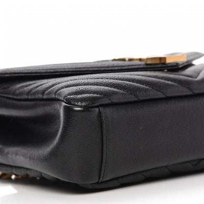 Saint Laurent Sheepskin Matelasse Chevron Monogram Medium College Bag Black 6 of 10