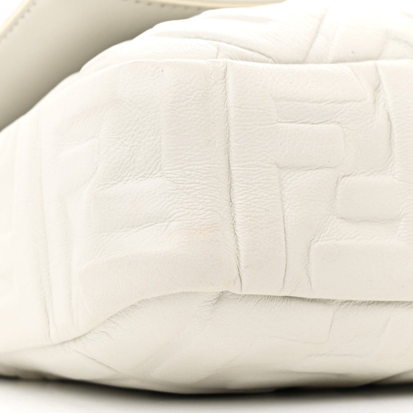 Nappa FF 1974 Embossed Large Baguette White