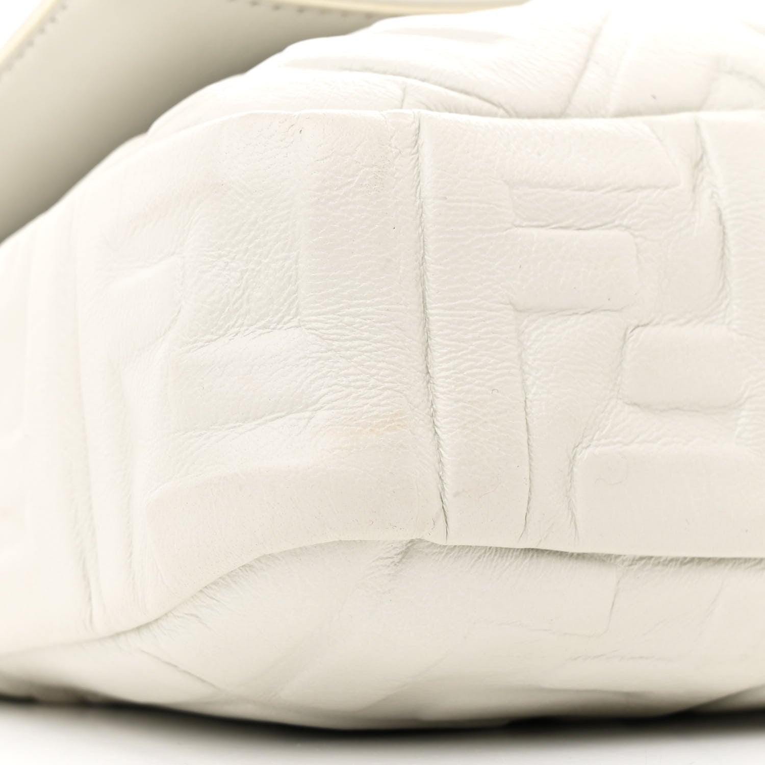 Fendi Nappa FF 1974 Embossed Large Baguette White 10 of 11