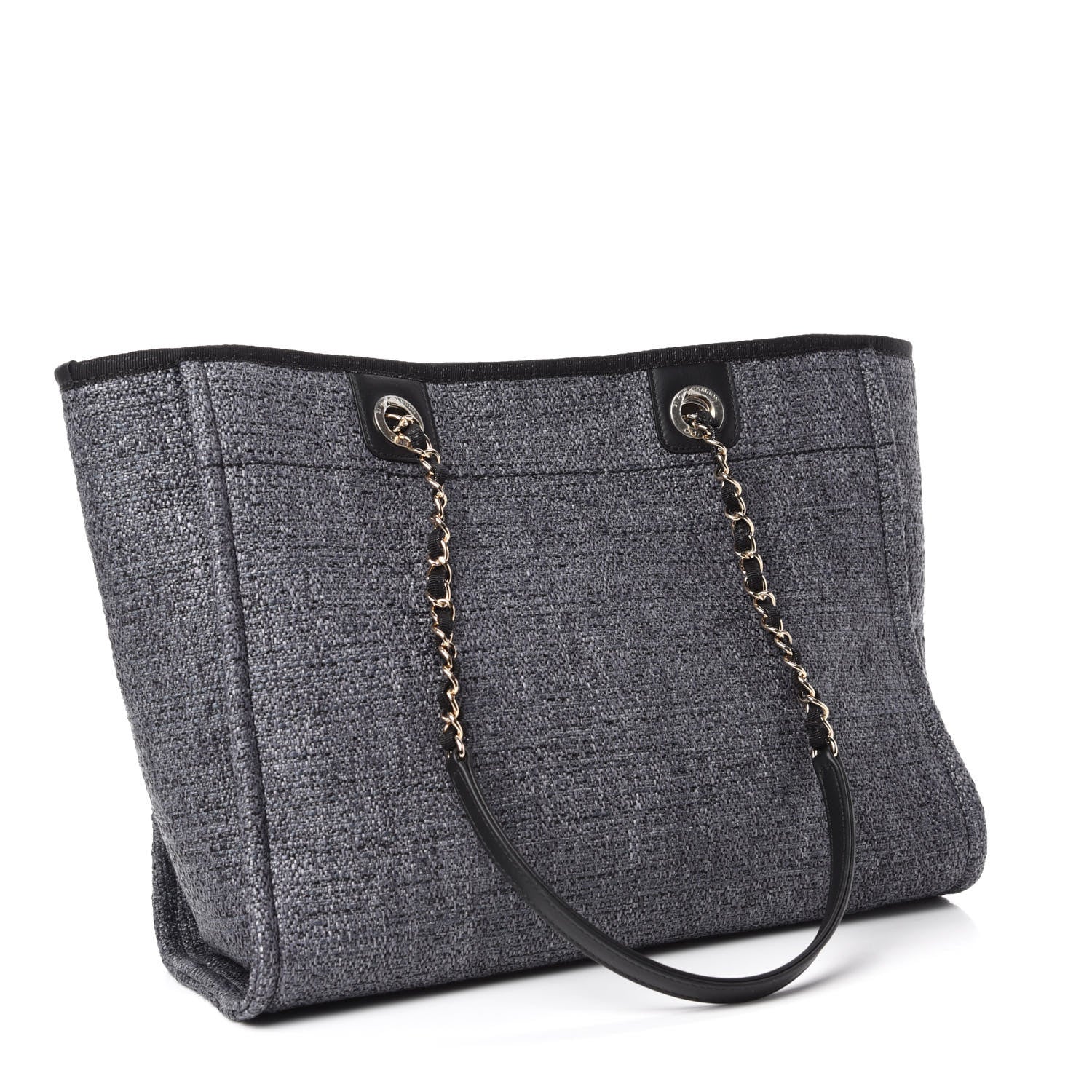 Chanel Woven Straw Raffia Small Deauville Tote Charcoal 3 of 10