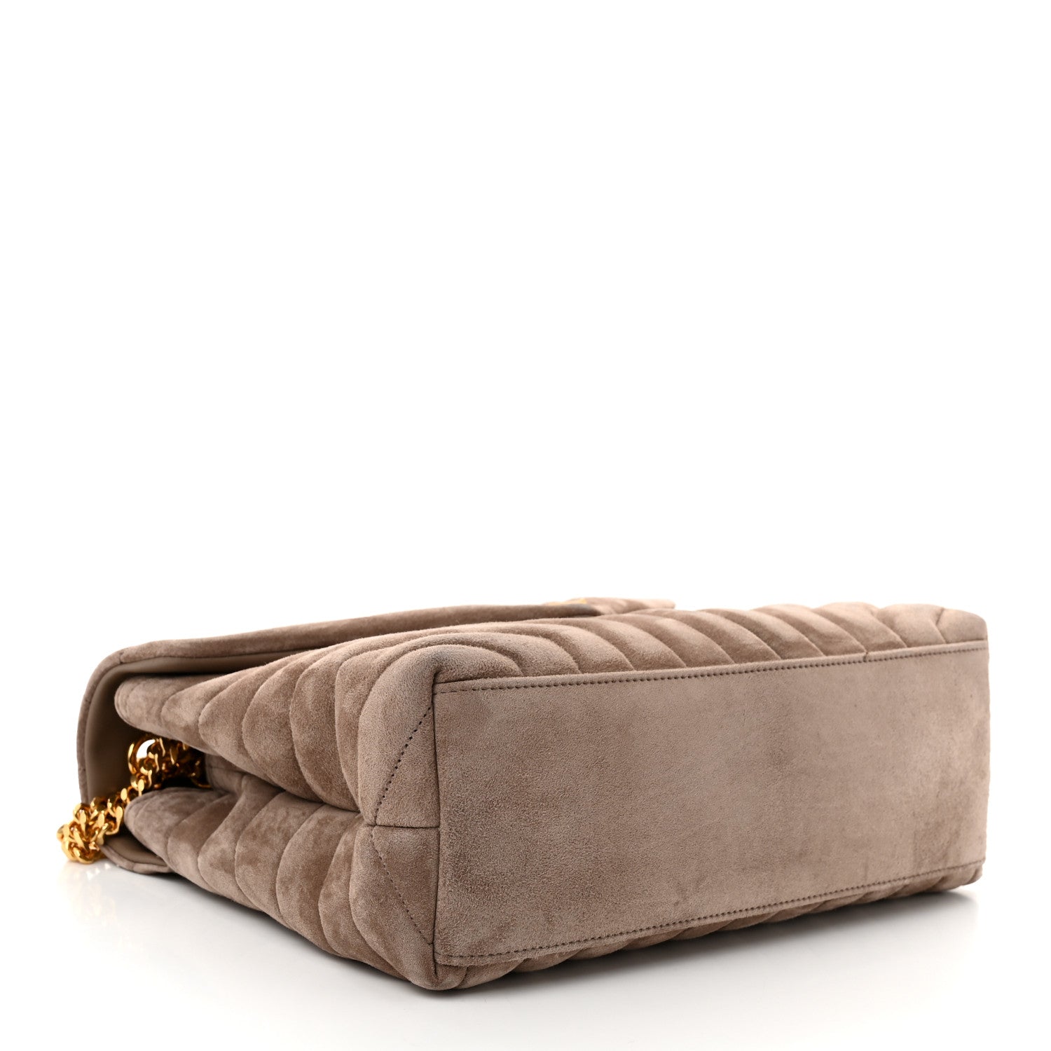 Saint Laurent Suede Y Quilted Monogram Medium Loulou Chain Satchel Taupe 4 of 11