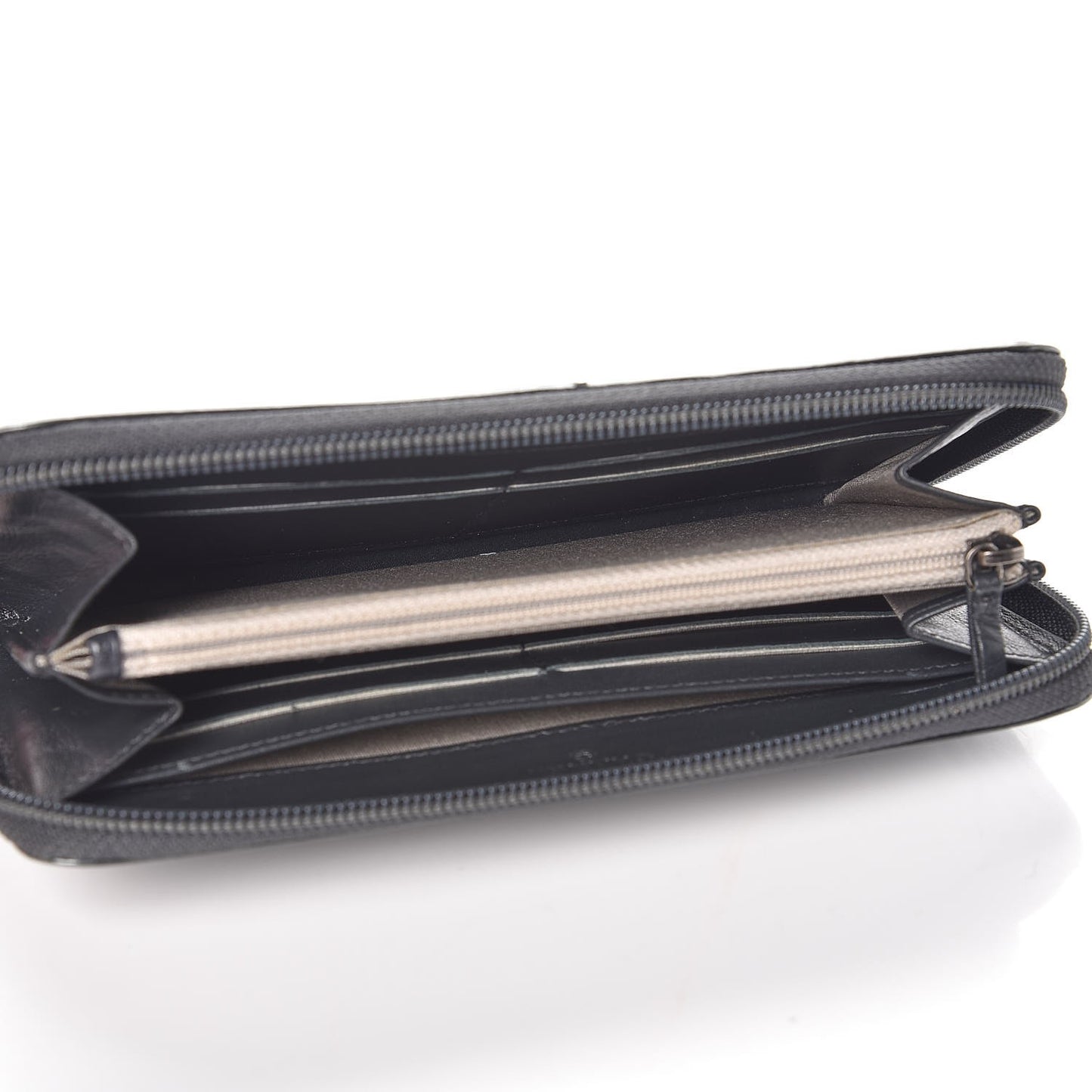 Glazed Calfskin Boy Zip Around Wallet Grey