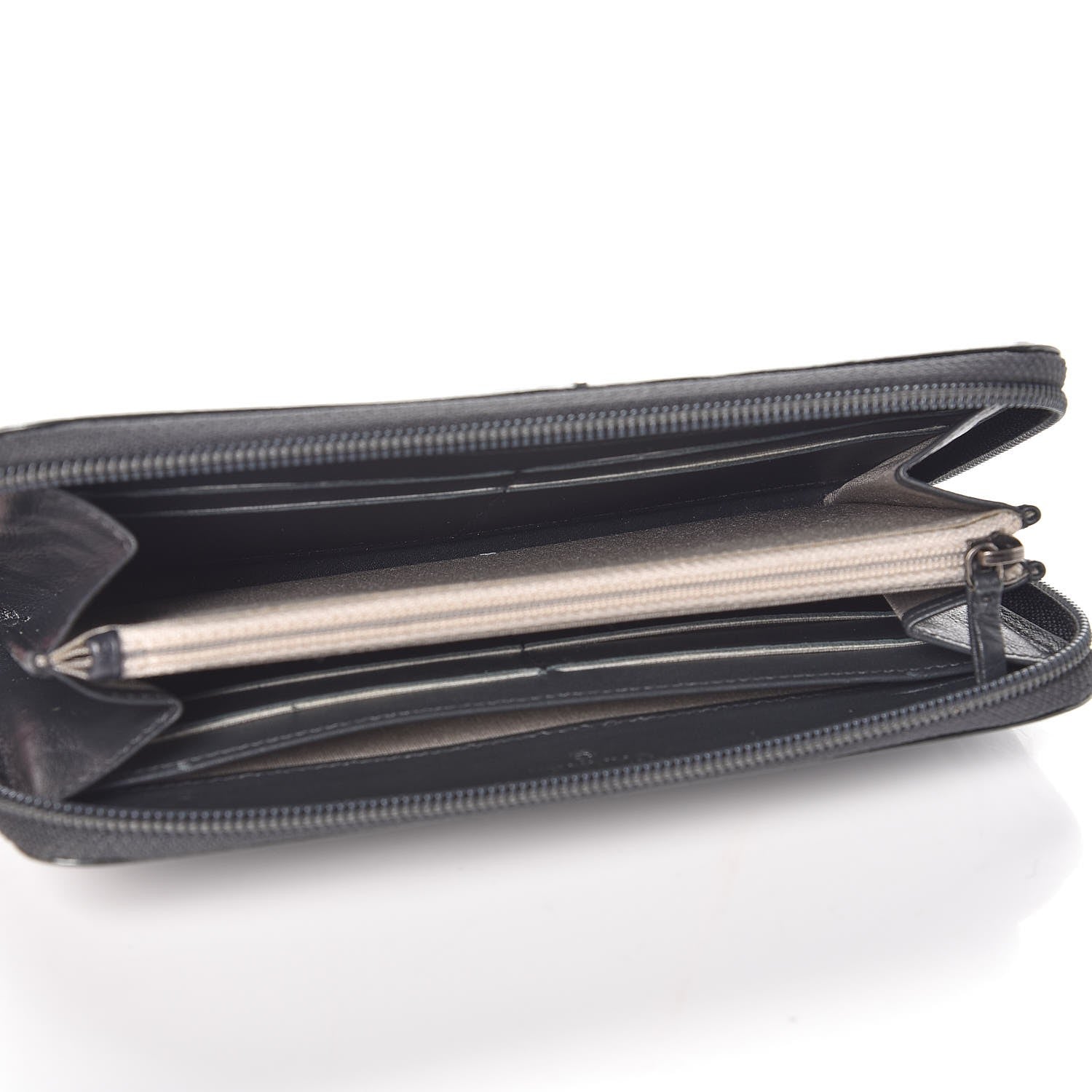 Chanel Glazed Calfskin Boy Zip Around Wallet Grey 5 of 10