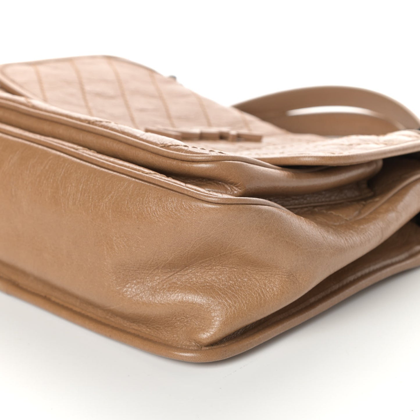 Crinkled Calfskin Matelasse Monogram Medium Niki Chain Satchel Natural Tan