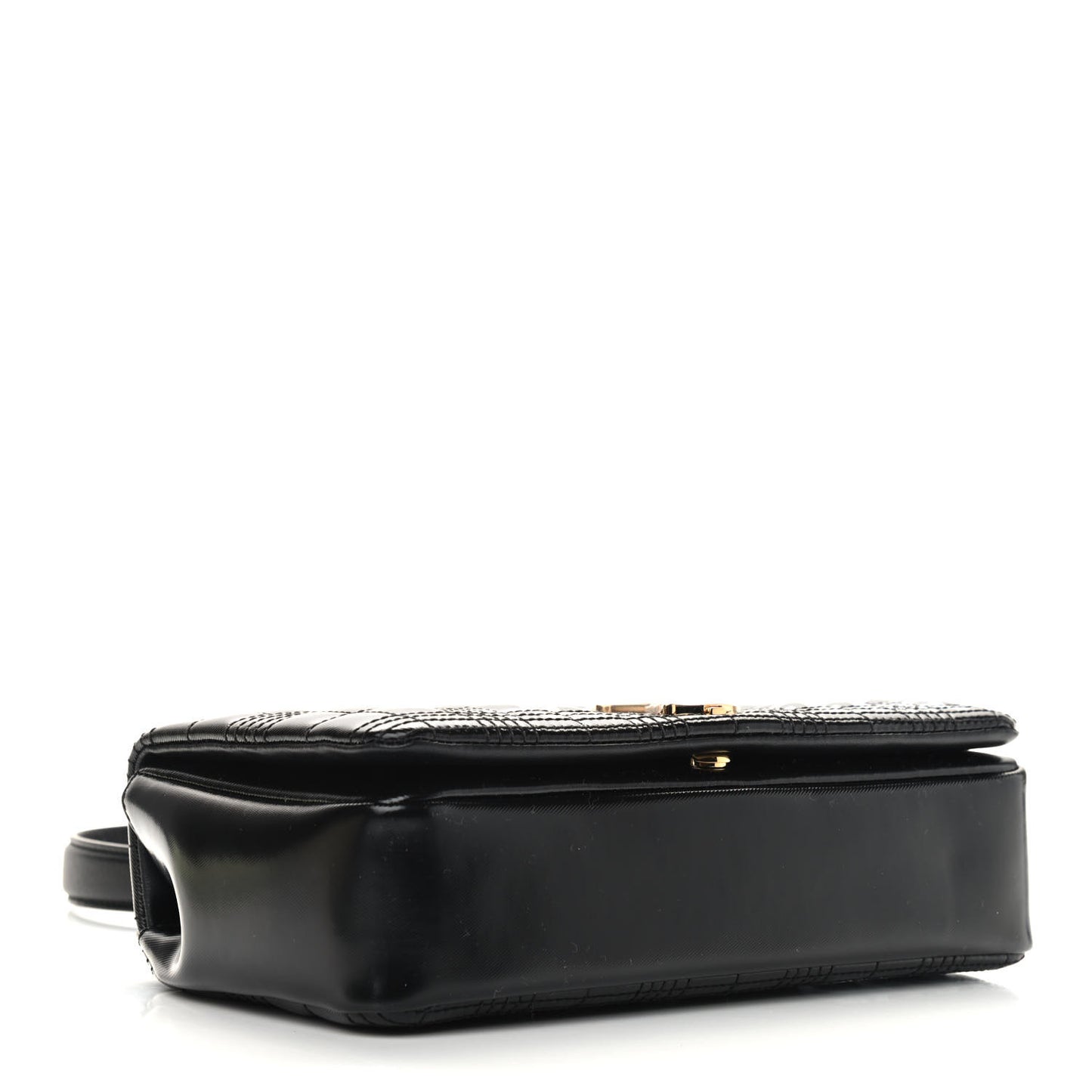 Patent Quilted Horseferry Print Small Lola Bag Black