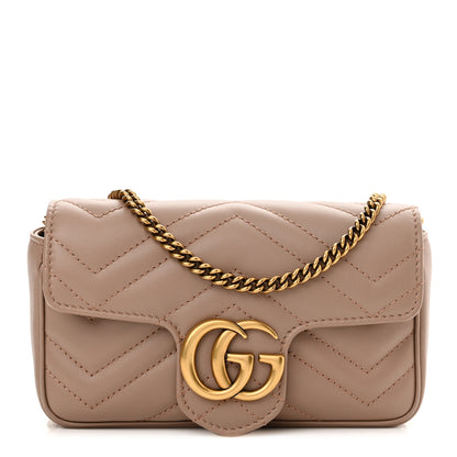 Gucci Calfskin Matelasse Super Mini GG Marmont Shoulder Bag Porcelain Rose 1 of 10
