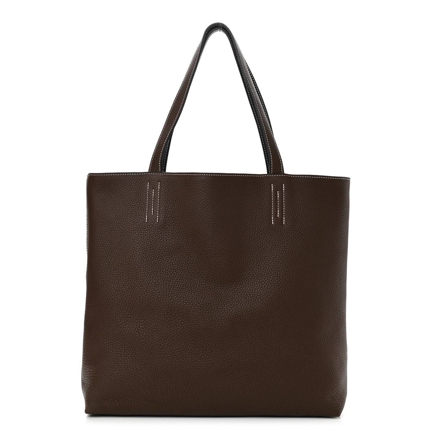 Taurillon Clemence Double Sens 45 Reversible Tote Black Havane