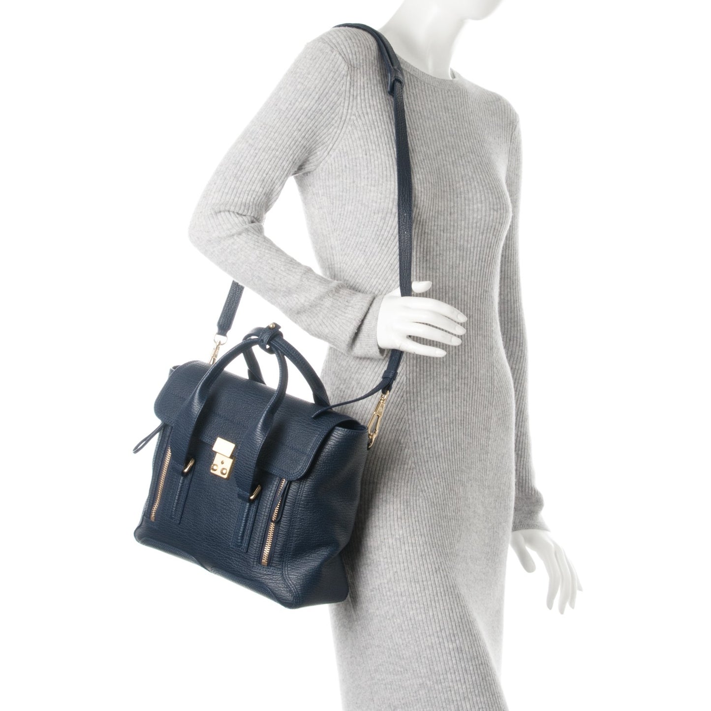 3.1 Textured Calfskin Medium Pashli Satchel Ink