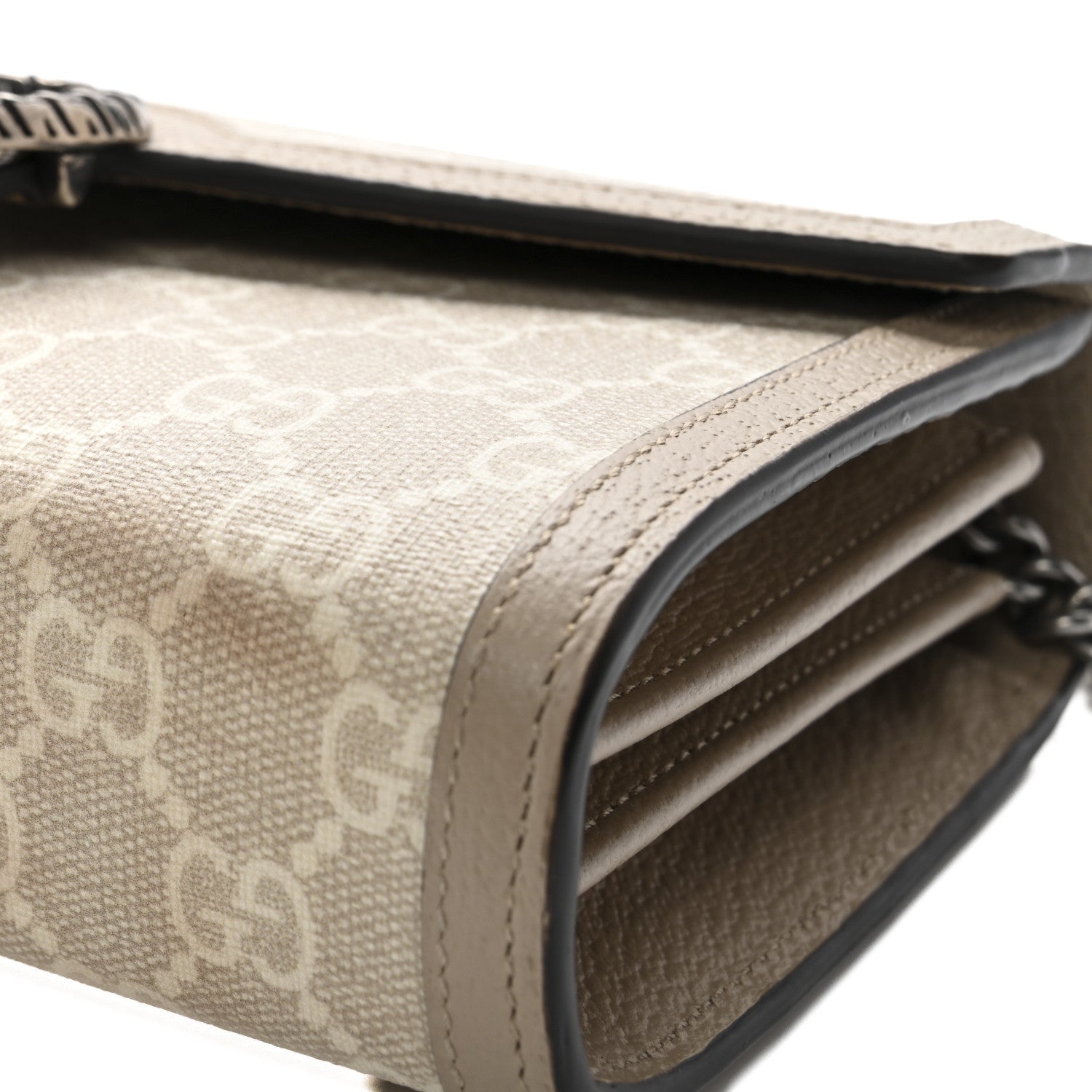 Gucci GG Supreme Monogram Textured Dollar Calfskin Mini Dionysus Chain Wallet Beige Mystic White Oatmeal 11 of 12
