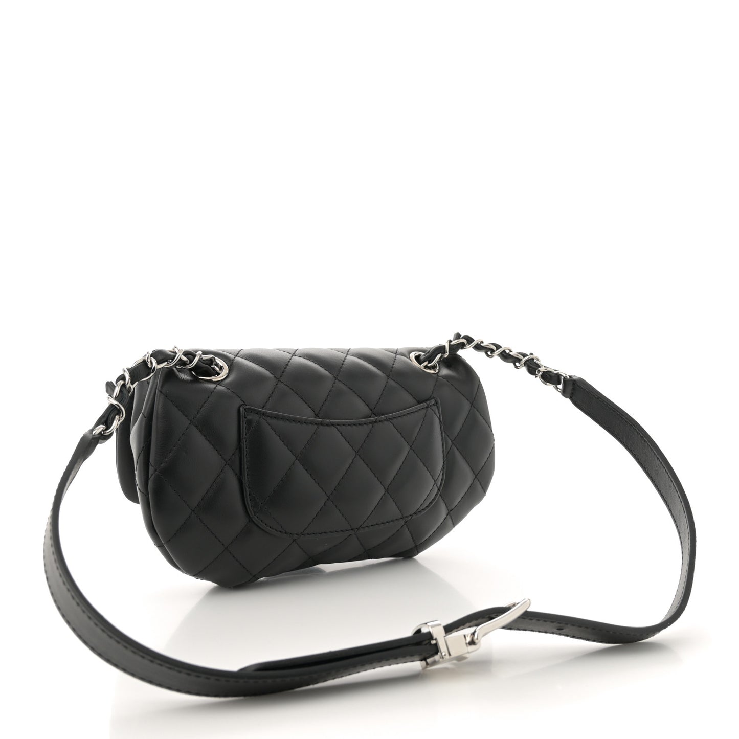Calfskin Quilted CC Uniform Flap Belt Bag Black