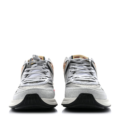 Gucci Metallic Calfskin Glitter Mesh Womens Ultrapace Sneakers 37 Silver Light Grey Mystic White 2 of 9