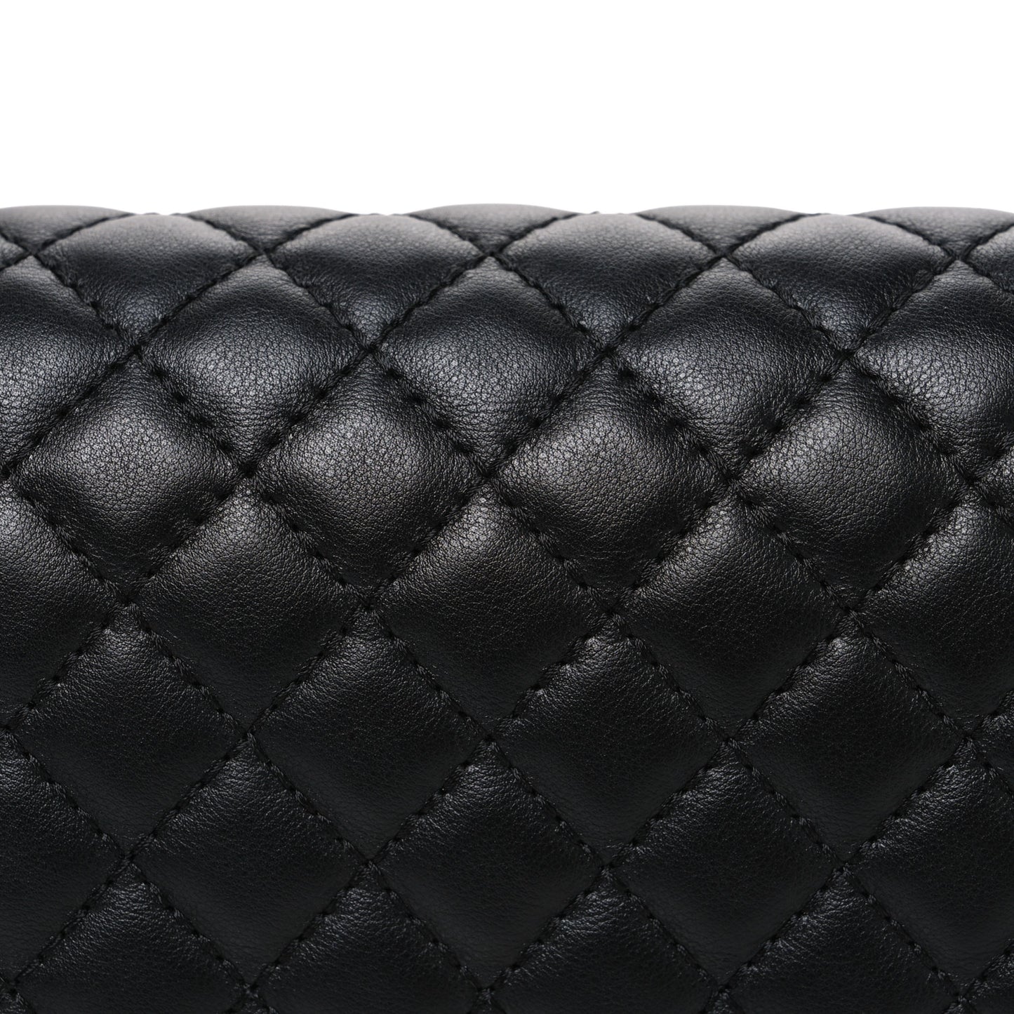 Calfskin Quilted Medium Boy Top Handle Flap Black