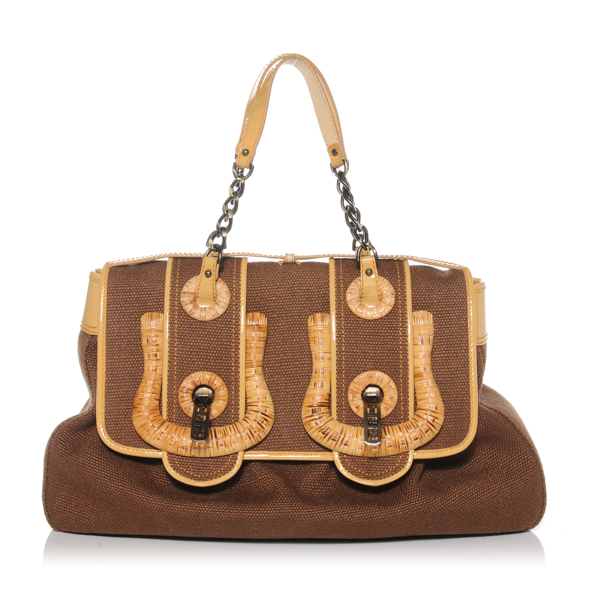 Fendi Canvas Raffia B Bag Brown 1 of 8