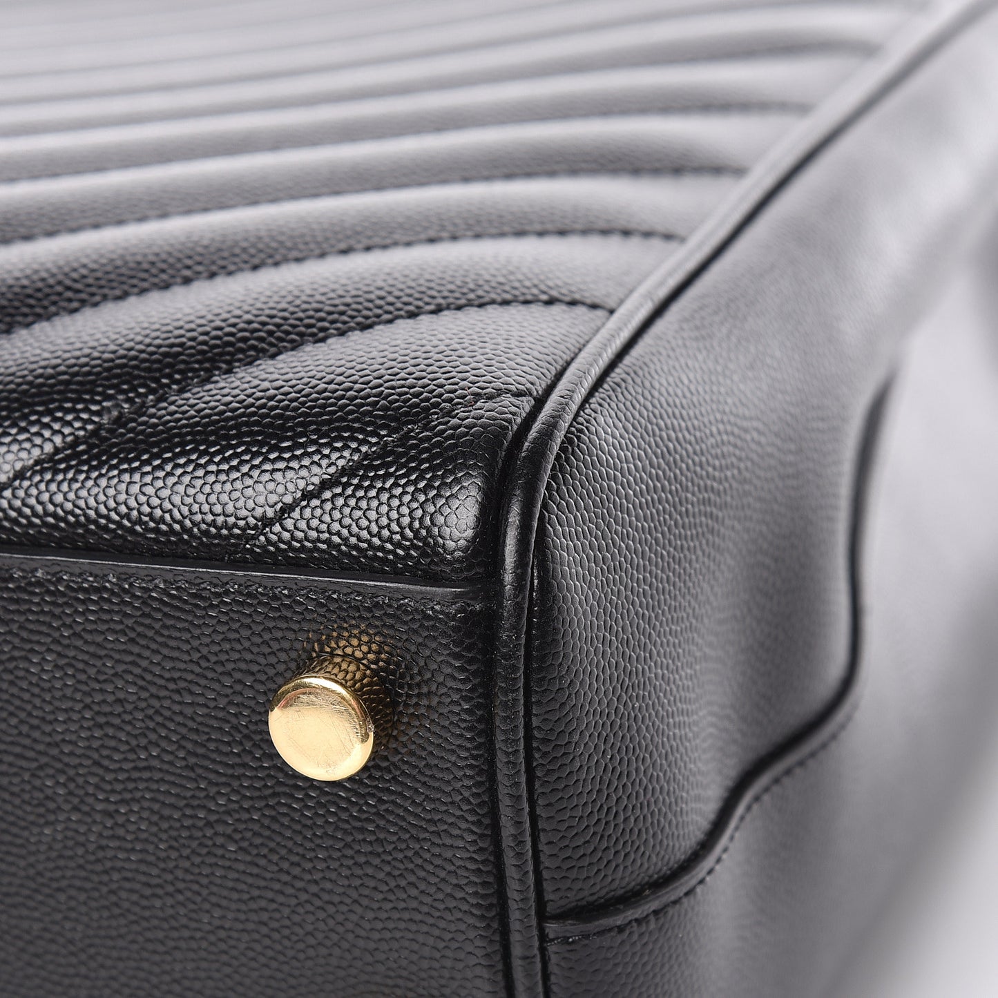 Grain De Poudre Matelasse Chevron Monogram Shopping Bag Black