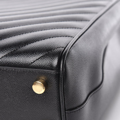 Saint Laurent Grain De Poudre Matelasse Chevron Monogram Shopping Bag Black 14 of 15