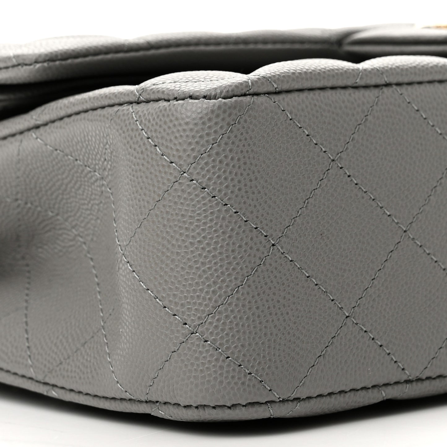 Caviar Quilted Medium Double Flap Grey