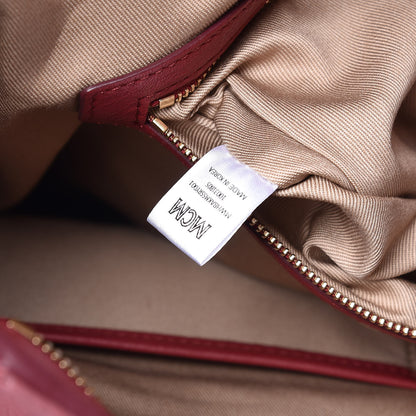 MCM Grained Calfskin Large Hobo Ruby Tan 8 of 12