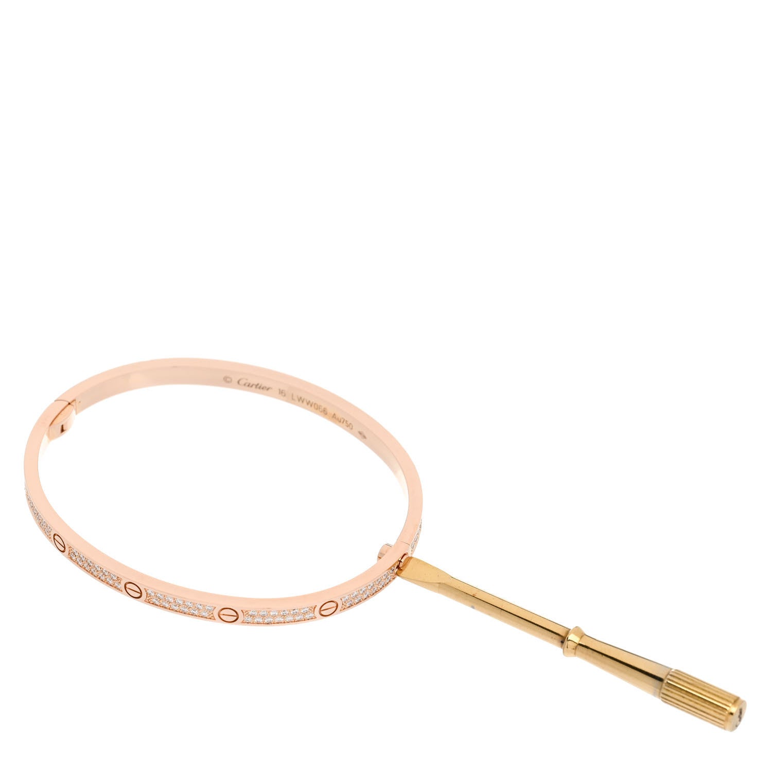 Cartier 18K Pink Gold Diamond Small LOVE Paved Bracelet 16 3 of 5