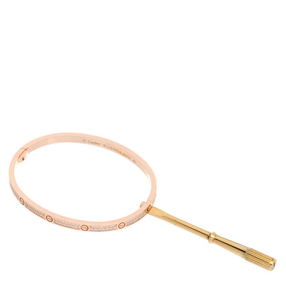Cartier 18K Pink Gold Diamond Small LOVE Paved Bracelet 16 3 of 5