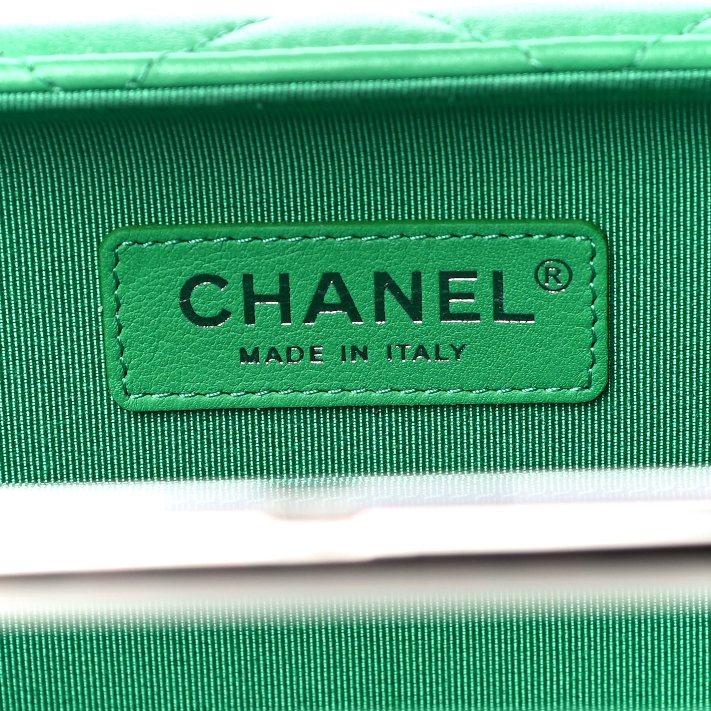 Quilted Lambskin Metal Bar Clutch Bag Green