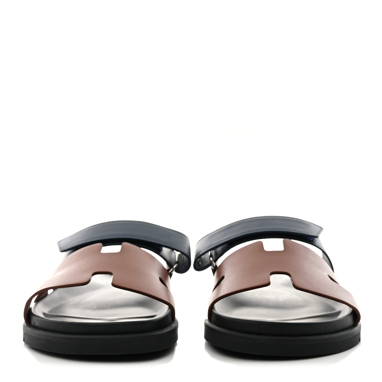 Hermes Calfskin Mens Chypre Sandals 40 Gold Bleu Celeste 2 of 9