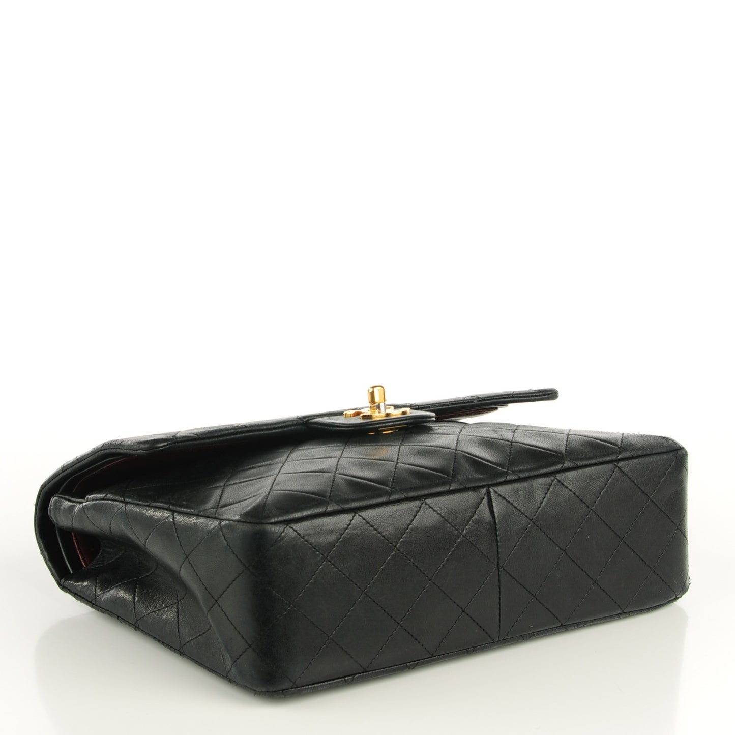 Lambskin Quilted Medium Double Flap Black