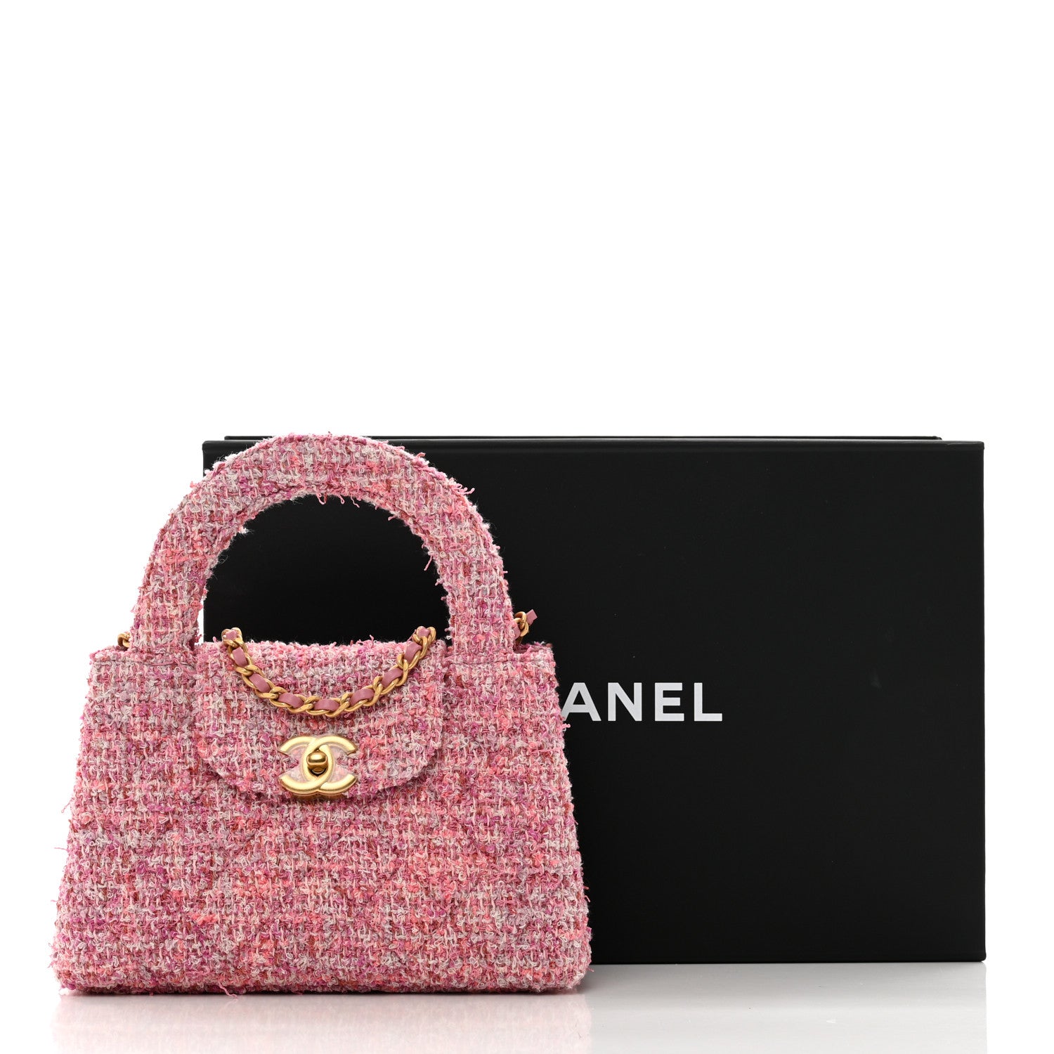 Chanel Tweed Quilted Nano Kelly Shopper Pink 11 of 11