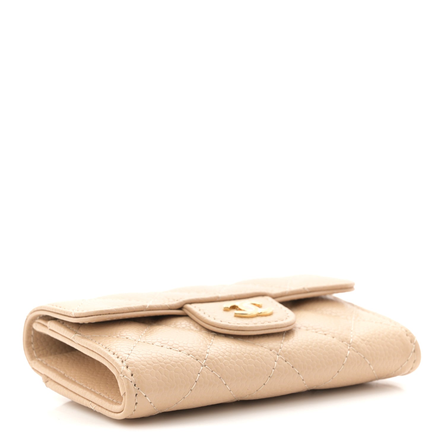 Chanel Caviar Quilted Flap Card Holder Wallet Beige 4 of 9