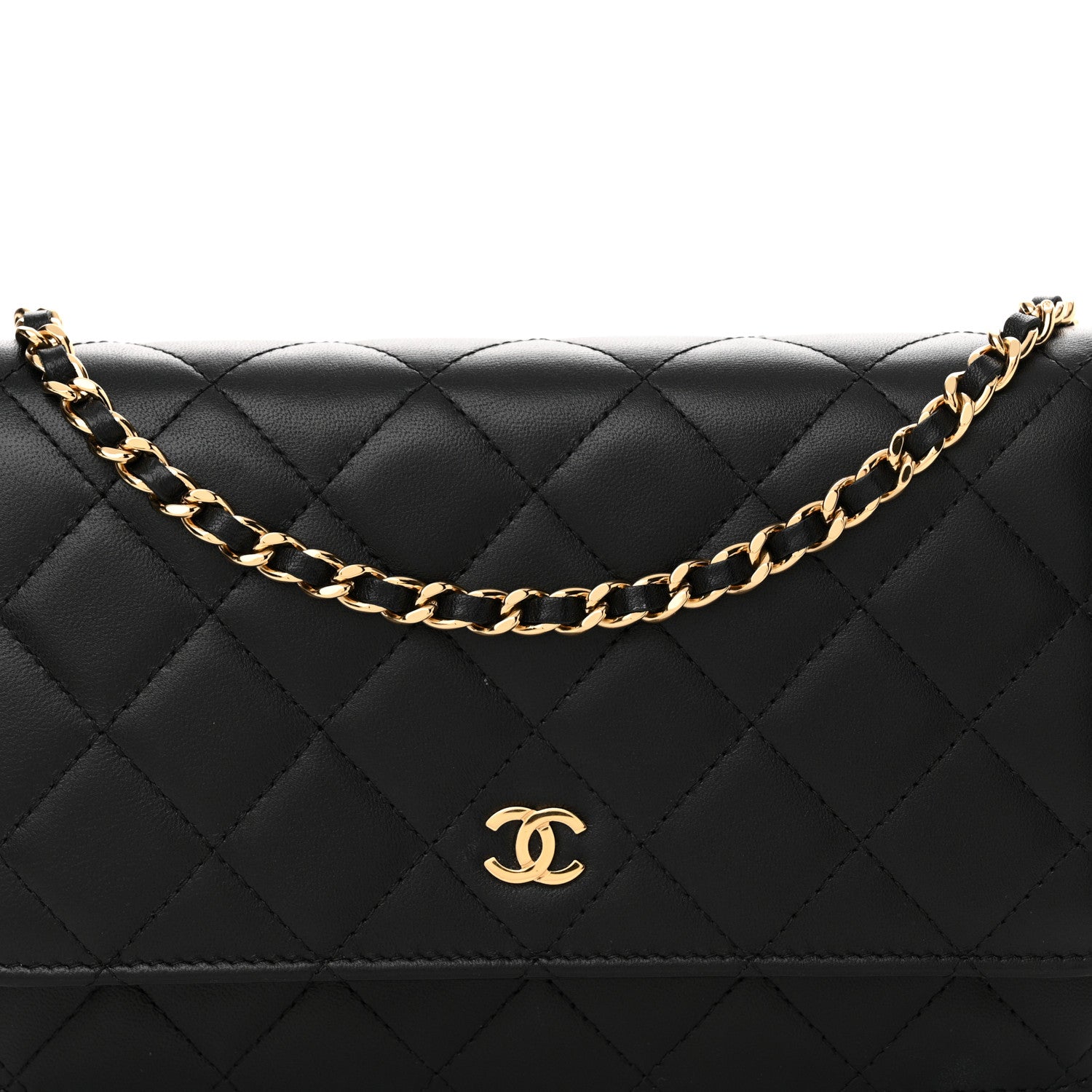 Chanel Lambskin Quilted Wallet On Chain WOC Black 9 of 15