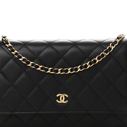 Chanel Lambskin Quilted Wallet On Chain WOC Black 9 of 15