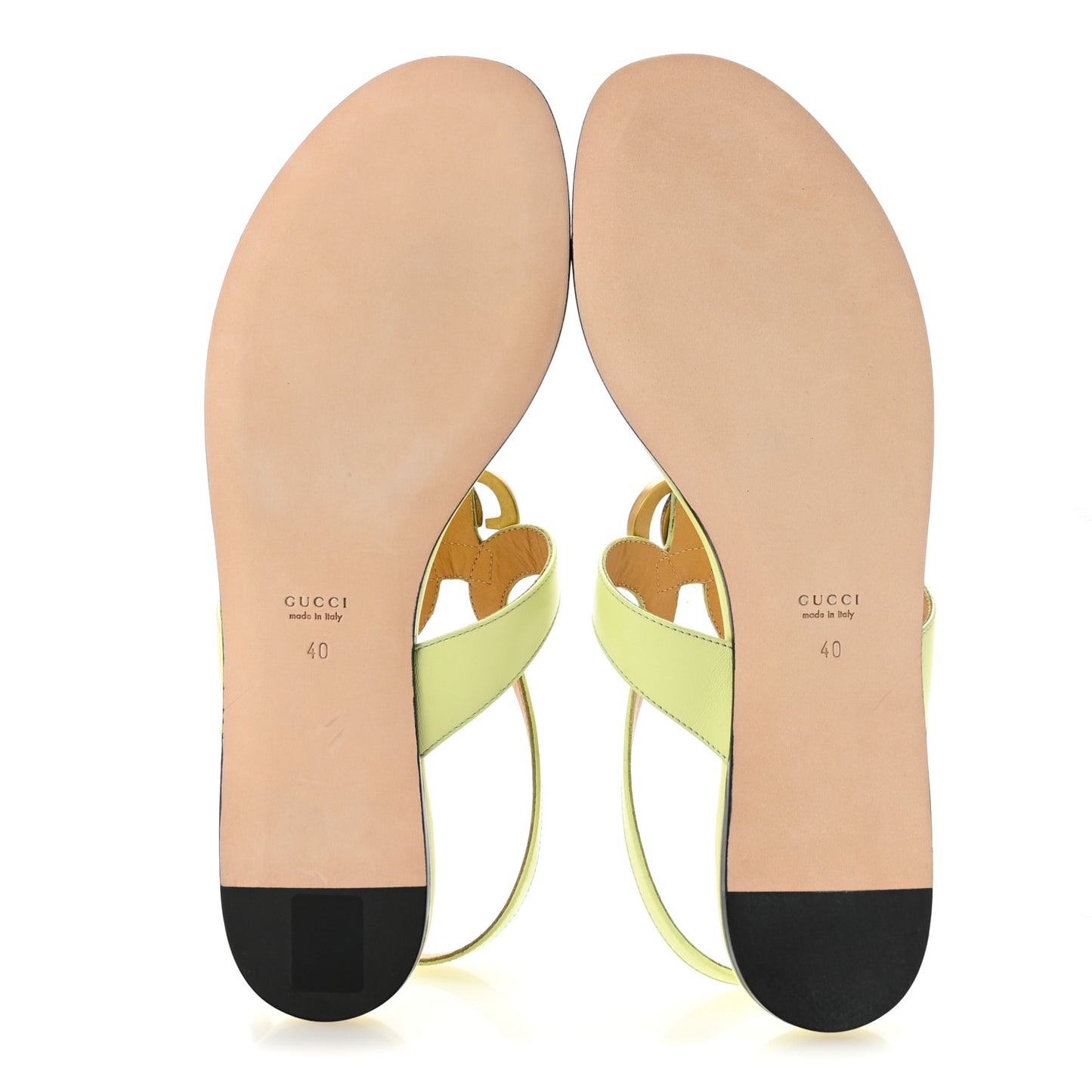 Calfskin Double G Thong Flat Sandals 40 Pistachio Green