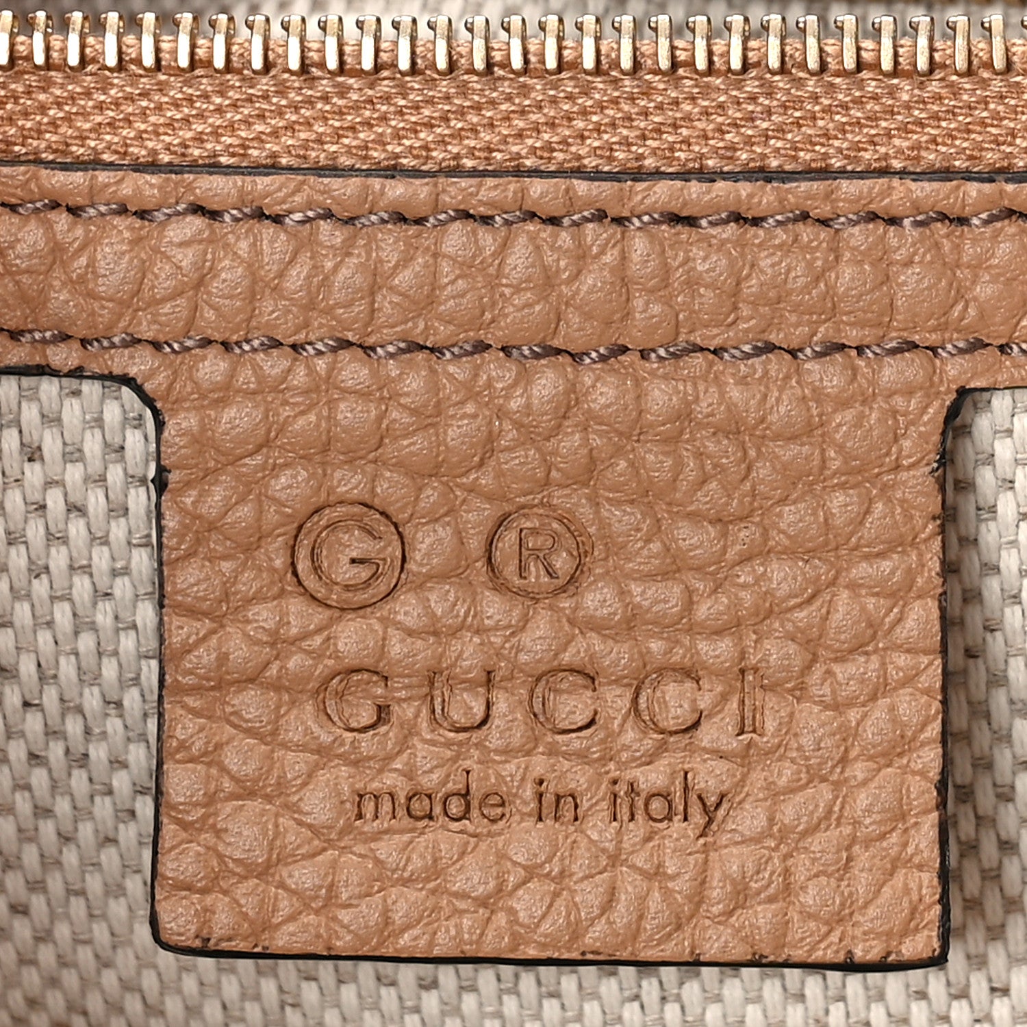 Gucci Pebbled Calfskin Medium Soho Flap Crossbody Camelia 6 of 9