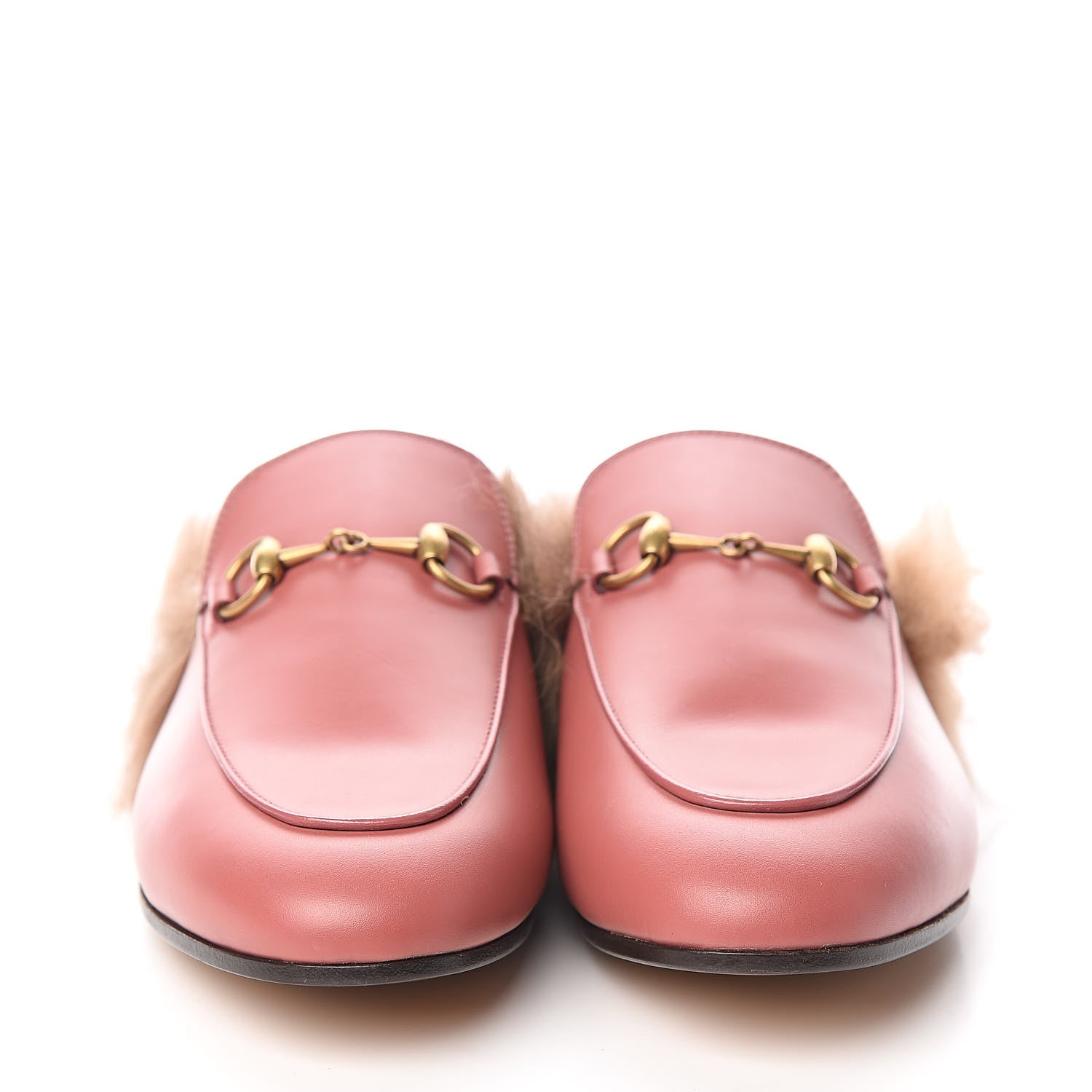 Gucci Calfskin Fur Womens Princetown Slippers 37 Lipstick Rose Natural 2 of 7