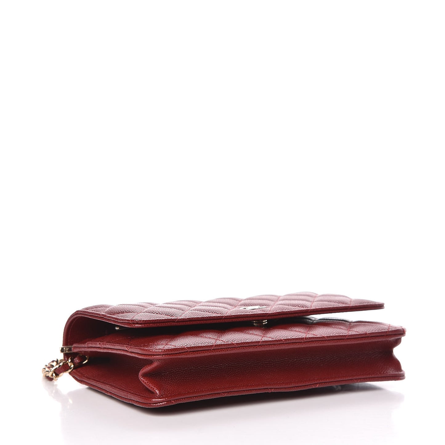 Caviar Quilted Wallet On Chain WOC Dark Red