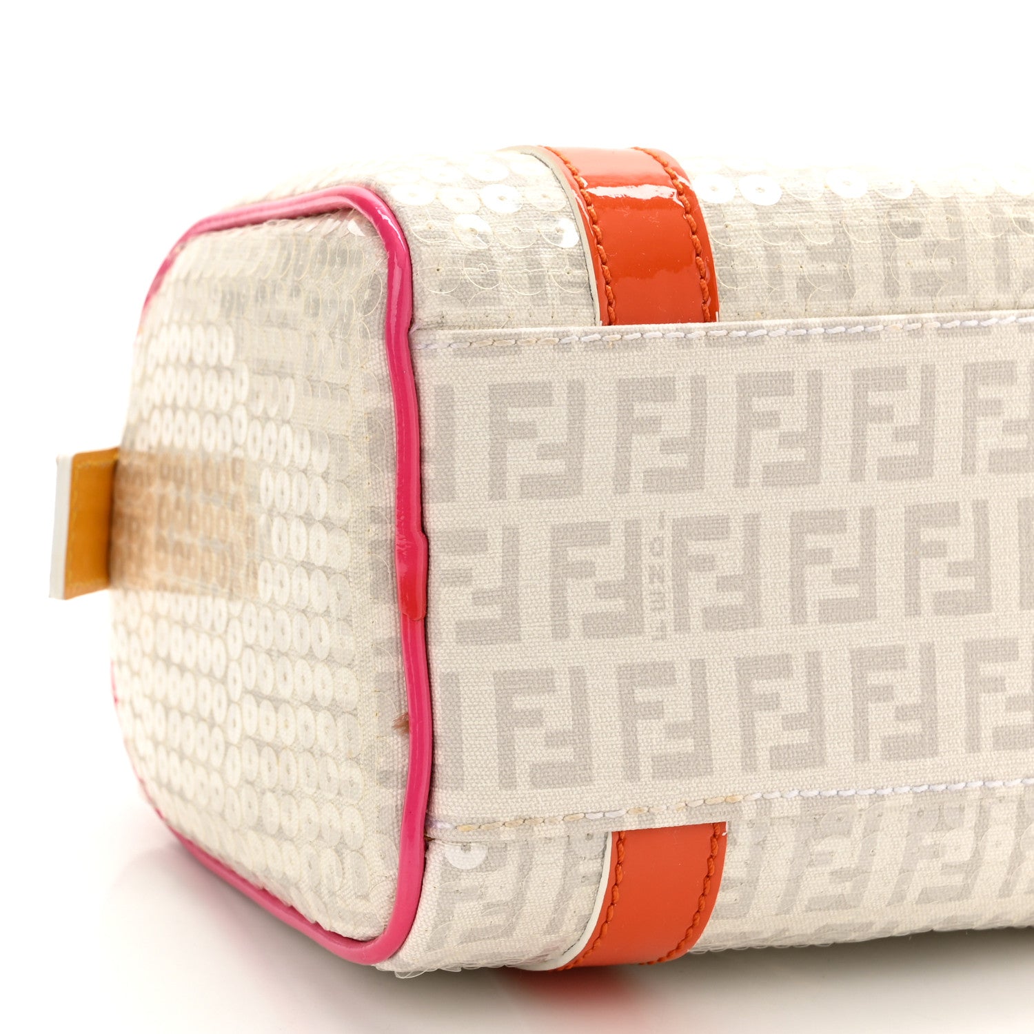 Fendi Sequin Patent Calfskin Zucchino Mini Forever Boston White Multicolor 7 of 11